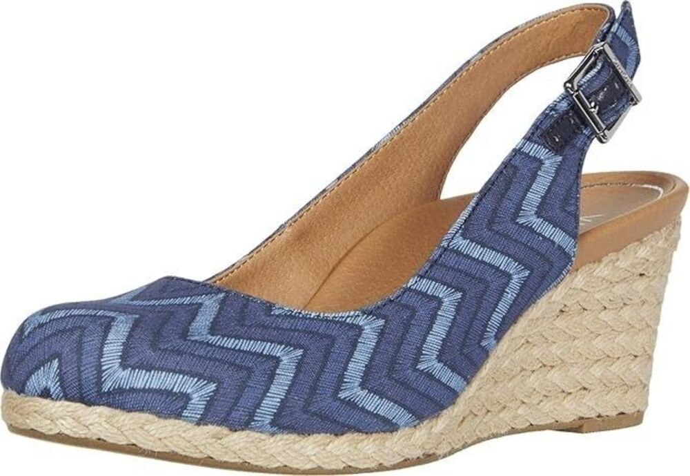 Vionic Coralina Blue Espadrille Wedge Sandal Women's Size 7 comfort slingback